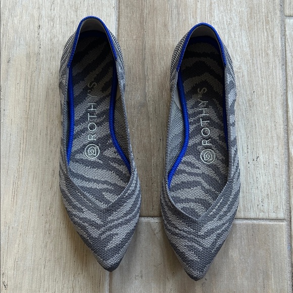 Rothy's Shoes - Rothy's Gray Zebra Flats with Blue Accent
